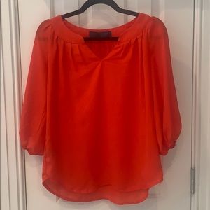 Orange mid-sleeve blouse